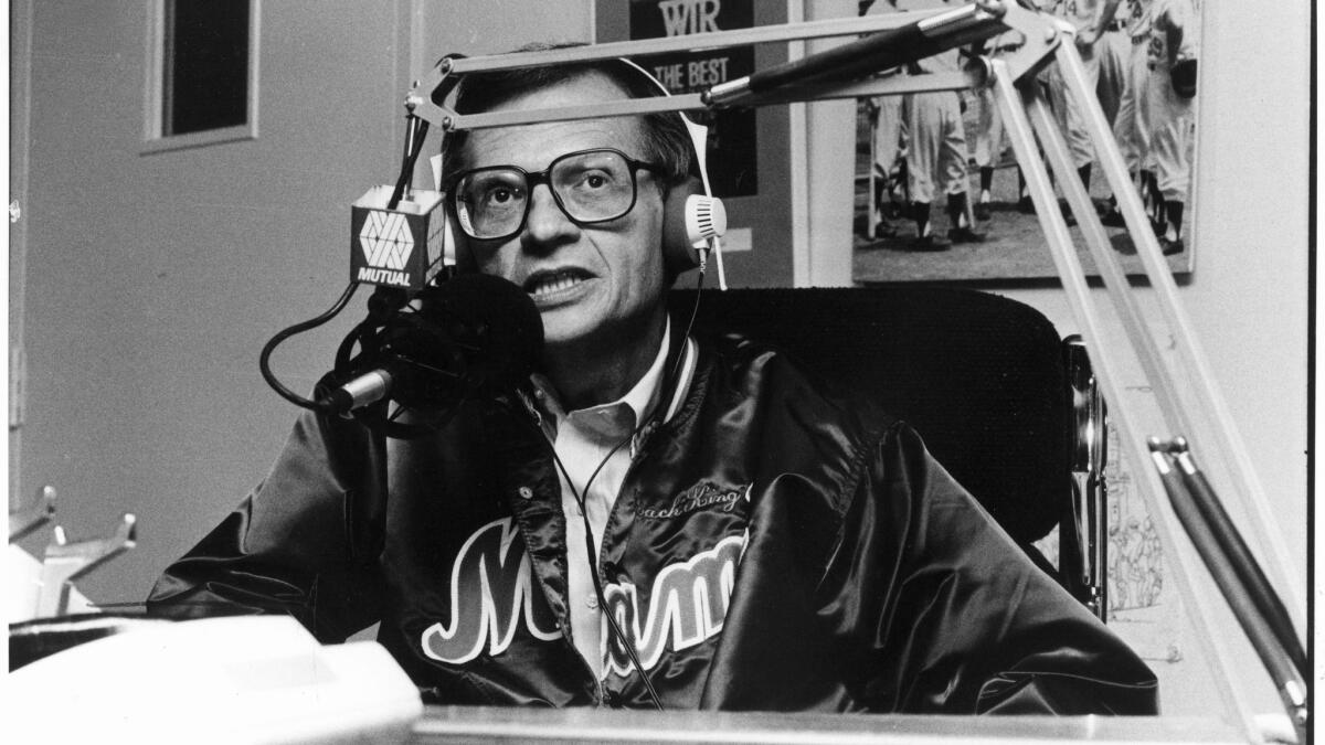 Larry King on the radio at Westwood One in Virginia in 1988.
