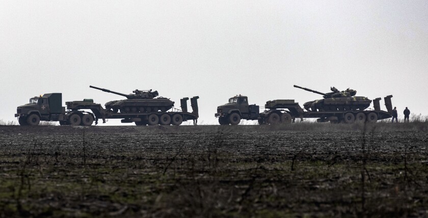 In the Ukraine-Russia crisis, Biden bumps against the limits of U.S. power 1 Ukrainian tanks.