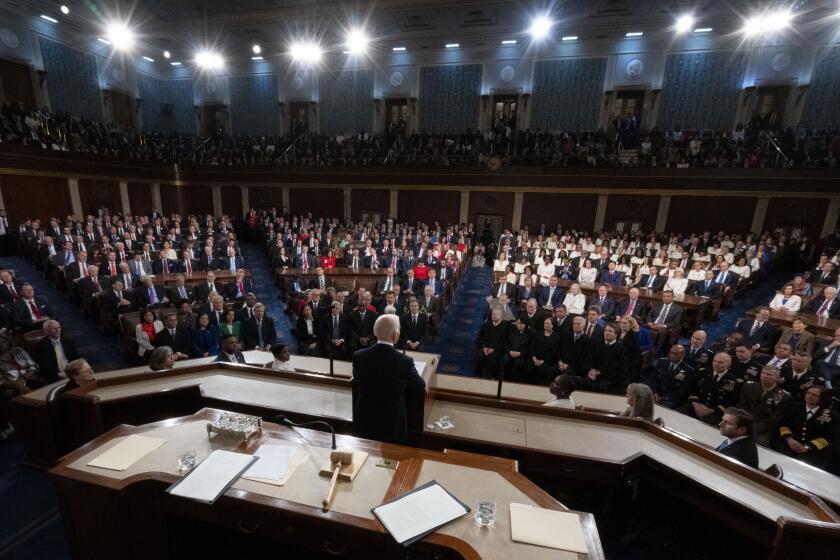 President Joe Biden delivers the State of the Union address to a joint session of Congress at the U.S. Capitol, Thursday March 7, 2024, in Washington. (AP Photo/Alex Brandon, Pool)