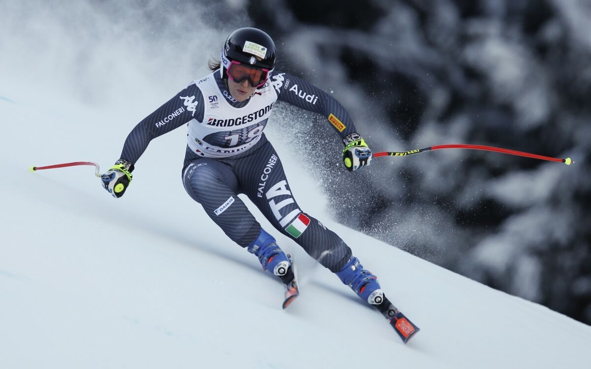 FLE - Elena Fanchini speeds down the course during an alpine ski, women's World Cup downhill, in Garmisch-Panterkirchen, Germany, on Jan. 21, 2017. Italian skier Elena Fanchini, whose career was cut short by a tumor, has died. She was 37. Fanchini passed away Wednesday at her home in Solato, near Brescia, the Italian Winter Sports Federation announced. Fanchini died on the same day that fellow Italian Marta Bassino won the super-G at the world championships in Meribel, France; and two days after Federica Brignone – another former teammate – claimed gold in combined. (AP Photo/Marco Trovati, File)