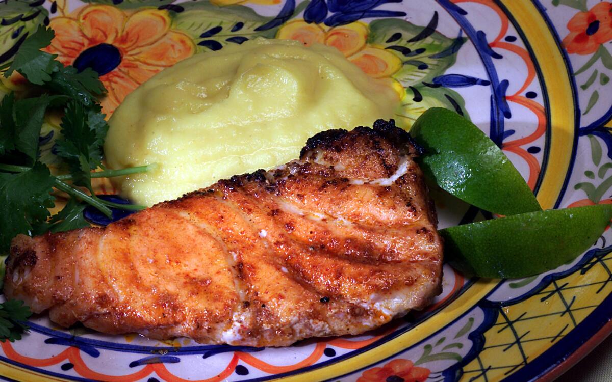 Grilled Sea Bass With Indian-Spiced Cauliflower Puree