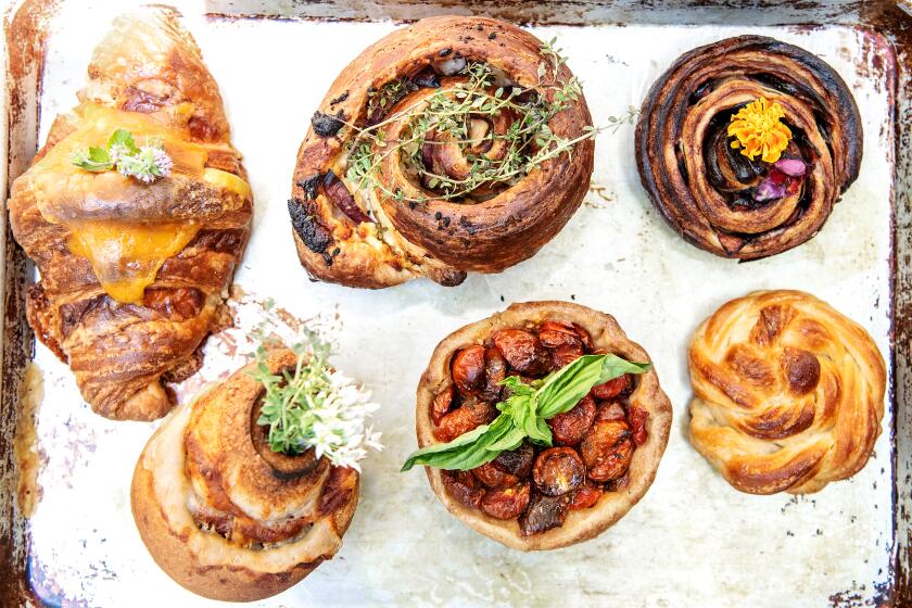 TOPANGA, CA - AUGUST 08: An array of freshly baked pastries and croissants from Patrice Winter, owner of The Canyon Bakery located in Topanga Canyon on Sunday, Aug. 8, 2021 in Topanga, CA. (Mariah Tauger / Los Angeles Times)