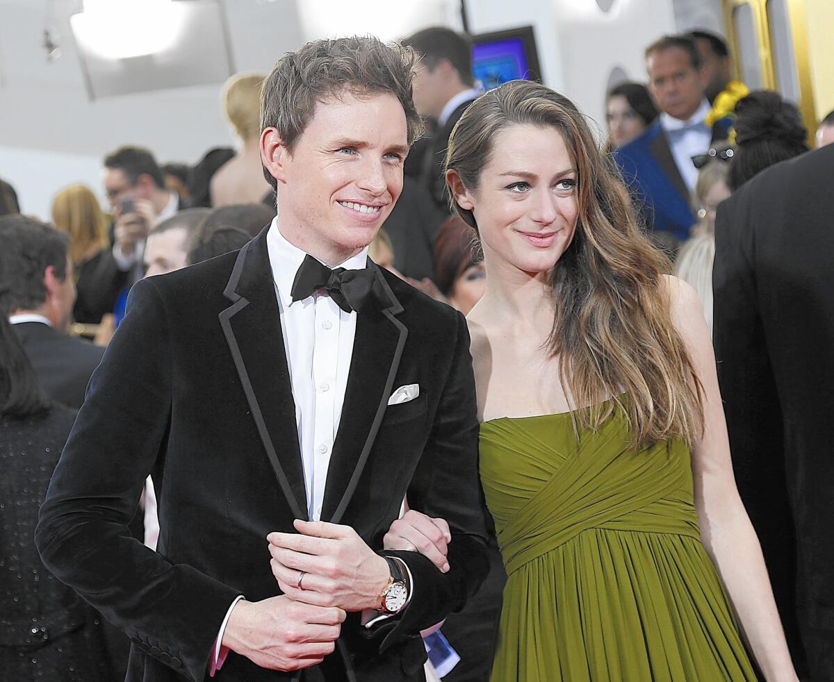 Eddie Redmayne and Hannah Bagshawe at the 72nd annual Golden Globe Awards show at the Beverly Hilton Hotel on Jan. 11, 2015.