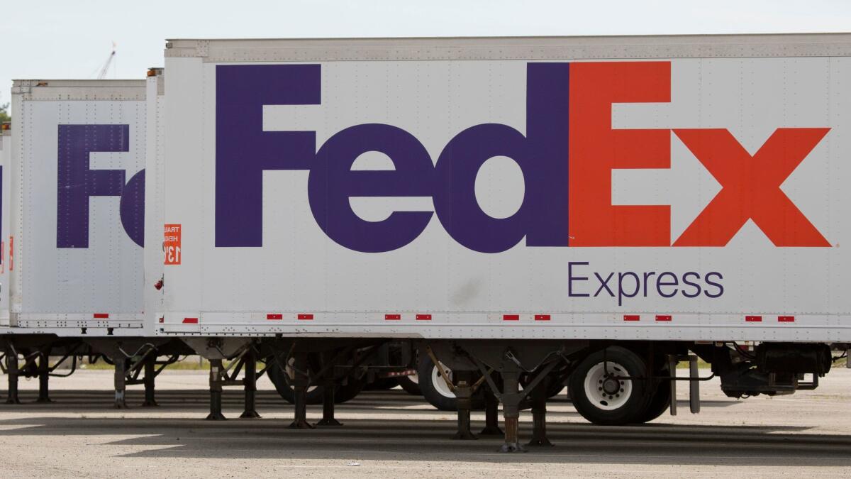 Pet owners say a FedEx package landed on their dog in their Venice yard.