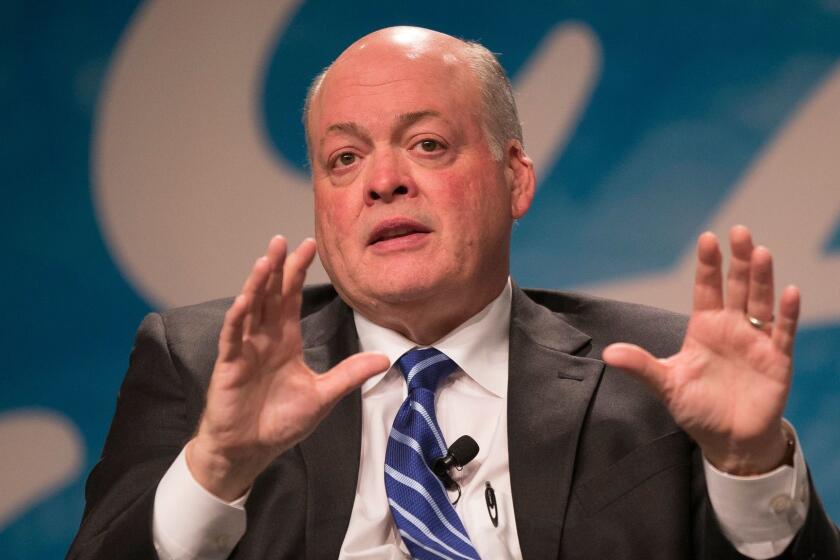 epa05982239 Ford newly appointed president and CEO Jim Hackett speaks after being named at a press conference at Ford Motor Company World Headquarters in Dearborn, Michigan, USA, 22 May 2017. Hackett is succeeding Mark Fields, who is retiring. Hackett, who will report to Executive Chairman Bill Ford, is recognized as a transformational business leader. EPA/RENA LAVERTY ** Usable by LA, CT and MoD ONLY **