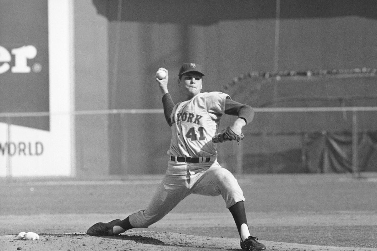 Mets pitcher Tom Seaver, shown in the 1969 NLCS.