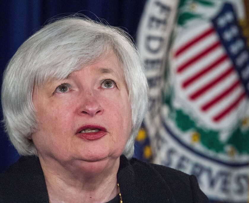 Federal Reserve Chairwoman Janet L. Yellen speaks to the media during her monthly news conference on Sept. 17.