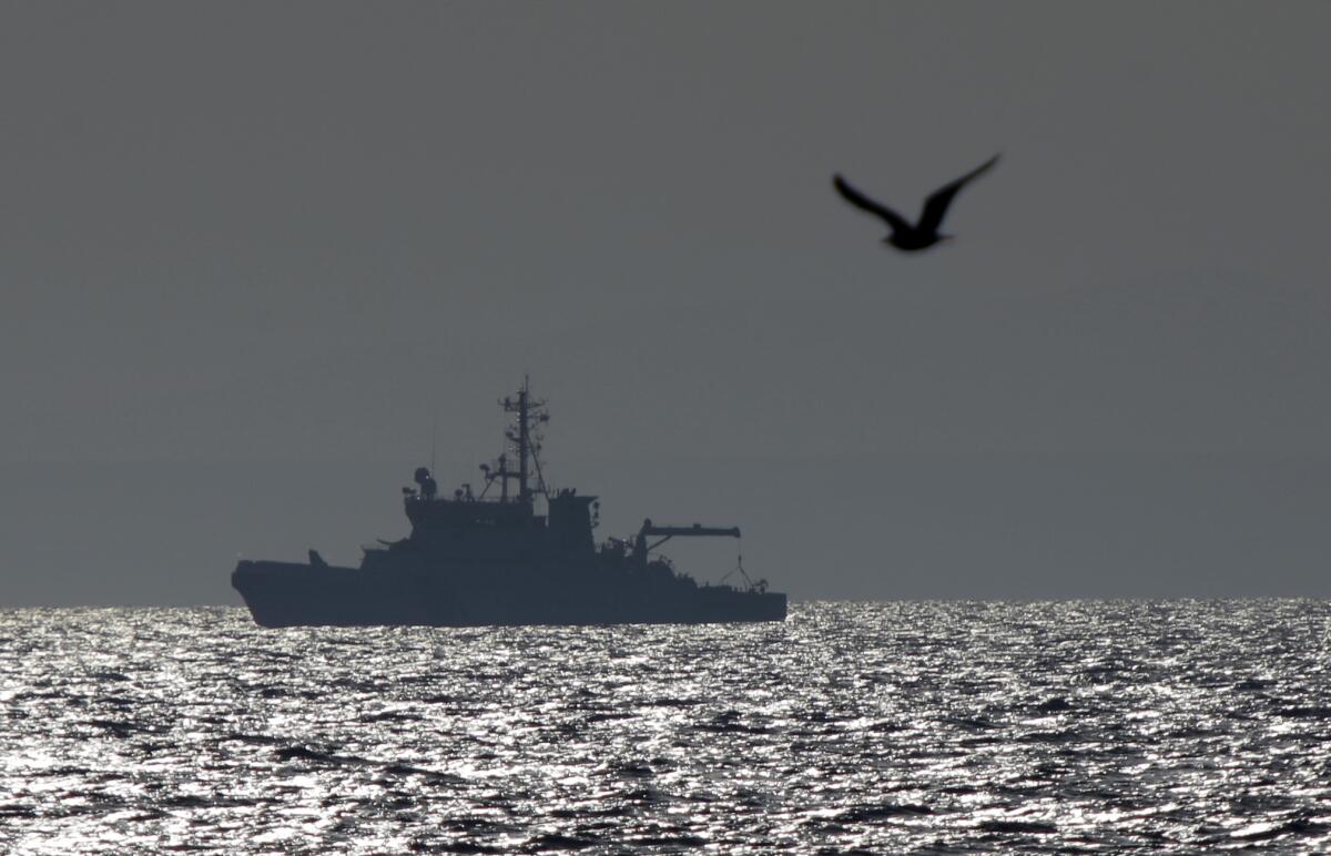 FILE - In this file photo dated Monday, Feb. 29, 2016, EU Frontex vessel Merikarhu, patrols on the Aegean Sea, between the eastern Greek Island of Agathonisi and the nearby Turkish shores. European Union court of auditors say the bloc's border and coast guard agency Frontex is unable to fulfil its duties to combat unauthorized migration and cross-border crime. (AP Photo/Lefteris Pitarakis, FILE)