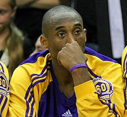 Kobe Bryant on the bench late in the fourth quarter.