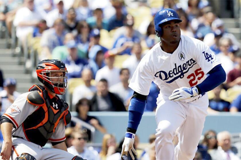 Carl Crawford will be out of the Dodgers' lineup for their second game of the season against the San Francisco Giants.