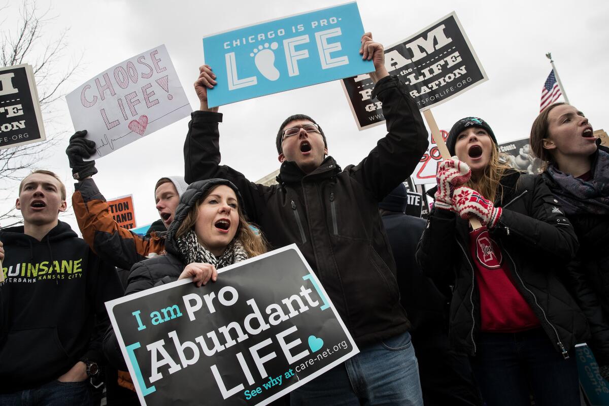 Antiabortion advocates rally outside the Supreme Court during the March for Life on Jan. 27, 2017.