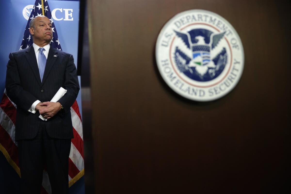 Secretary of Homeland Security Jeh Johnson listens during a joint news conference in Washington, DC. Over the past five years, the Obama administration has transformed our nation's immigration enforcement system, turning it into a system that emphasizes removing criminals and keeping the border secure.