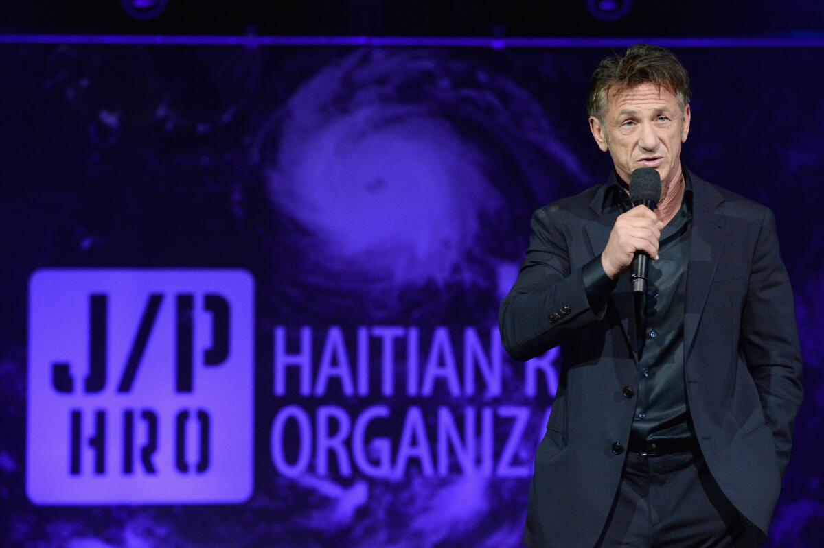 Sean Penn speaks at the Sean Penn & Friends Haiti Rising Gala on Saturday in Hollywood.