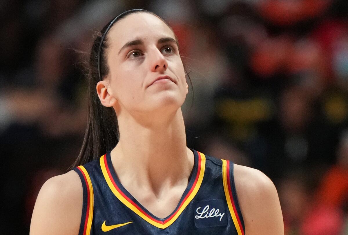 A view of Caitlin Clark and the black eye she sustained during the Fever's playoff game against Connecticut on Sunday