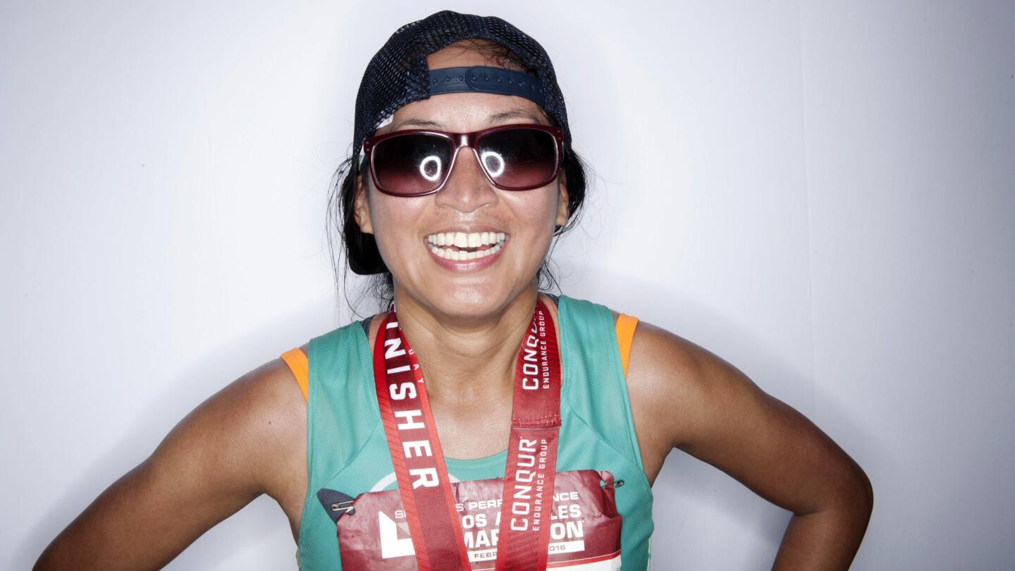 Tawny Barin finished the L.A. Marathon with a time of 4:03:44.