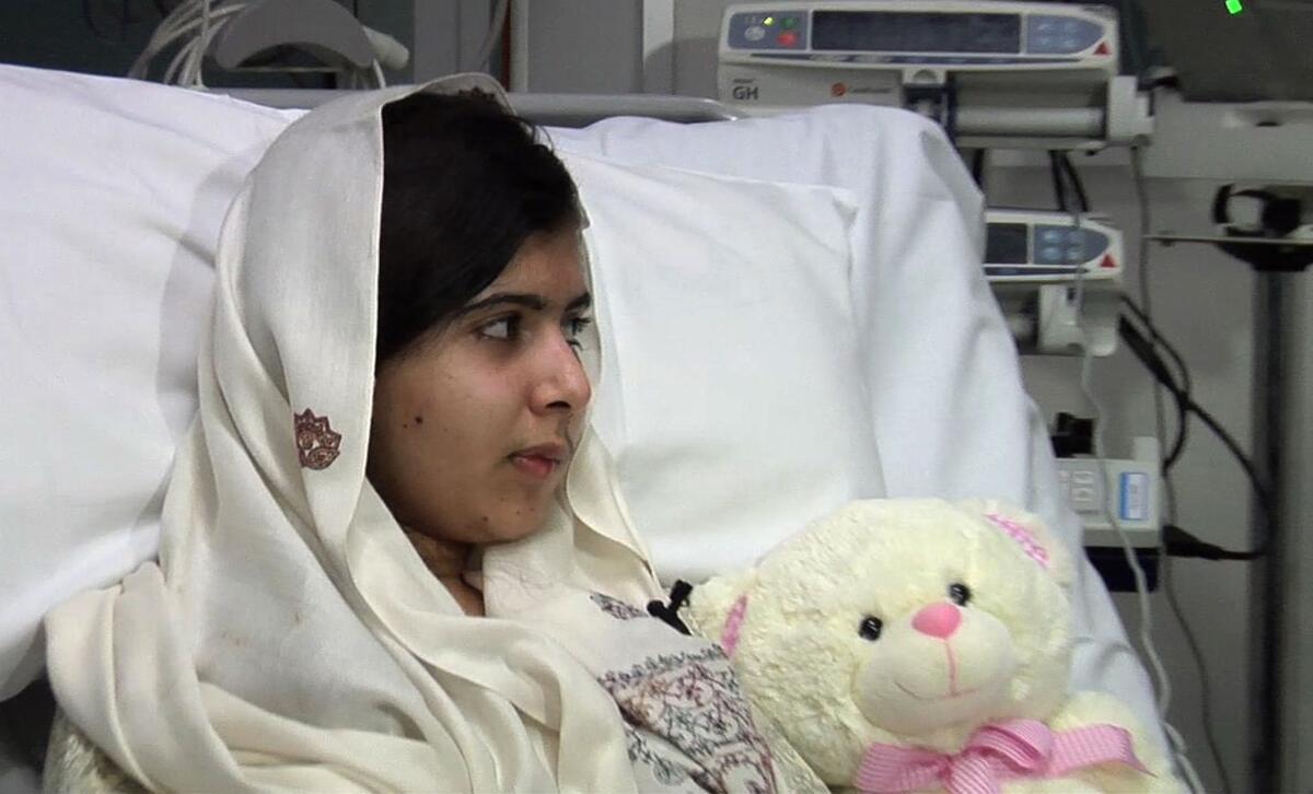 Malala Yousafzai in a video image made available by University Hospitals Birmingham.