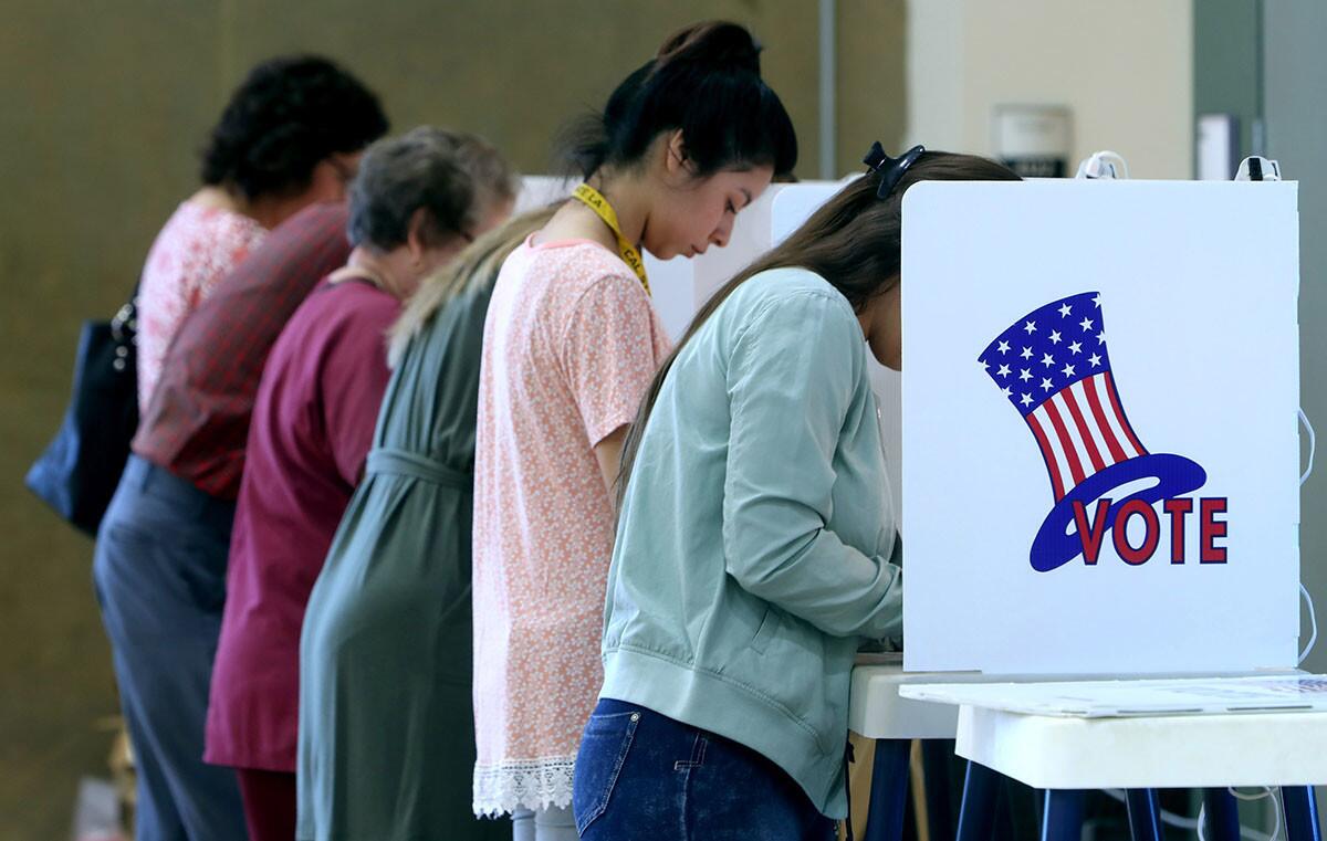 All voting booths were often filled to capacity on election day at the three precincts located at Pacific Community Center in Glendale on Tuesday, Nov., 6, 2018.