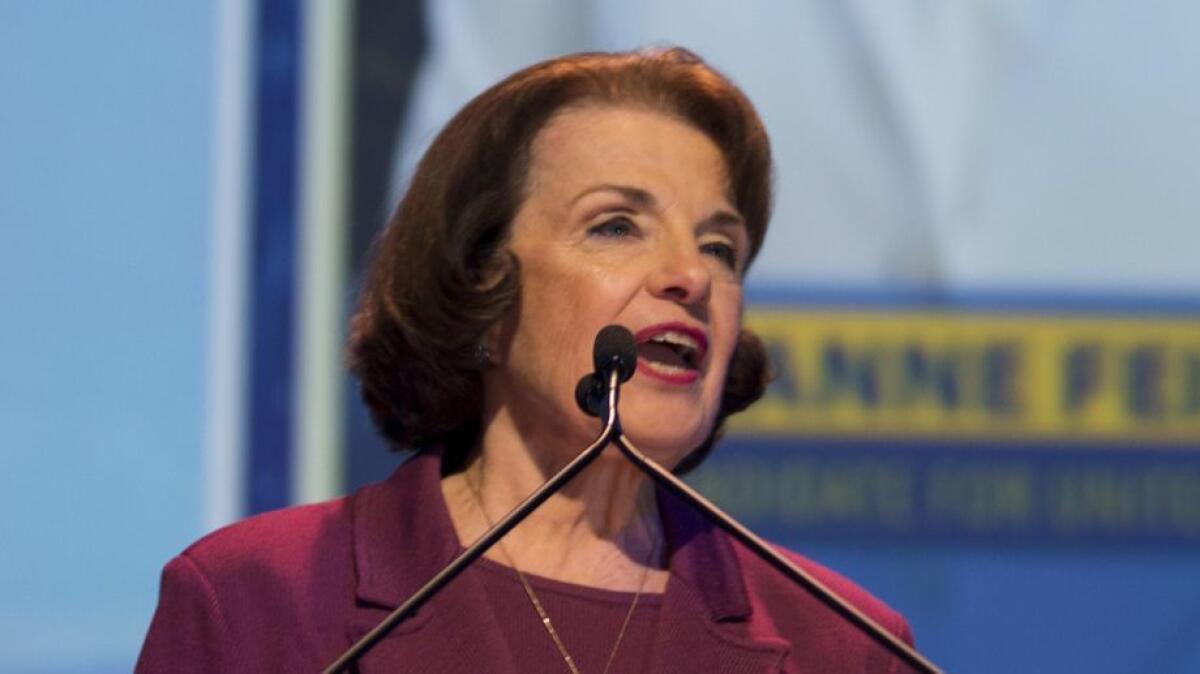 Sen. Dianne Feinstein speaks at the 2018 California Democrats State Convention in San Diego.