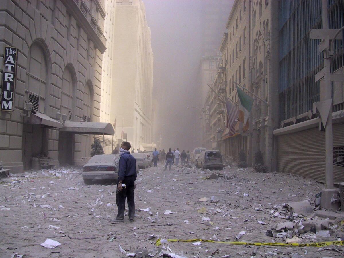 A street near the World Trade Center on Sept. 11, 2001.