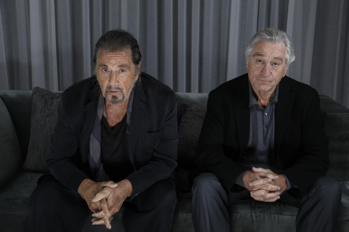 Stars of the Oscar-nominated "The Irishman": Al Pacino, left, and Robert De Niro.