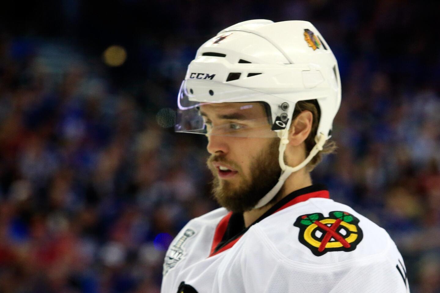 Contract status: Signed through 2018-19, cap hit: $4.1 million 2014-15 stats: 82 games, 3 goals, 16 assists, 19 points, 44 penalty minutes Outlook: Perhaps the most underrated Hawks player, veteran carries a friendly cap hit and will be a fixture on the blue line.