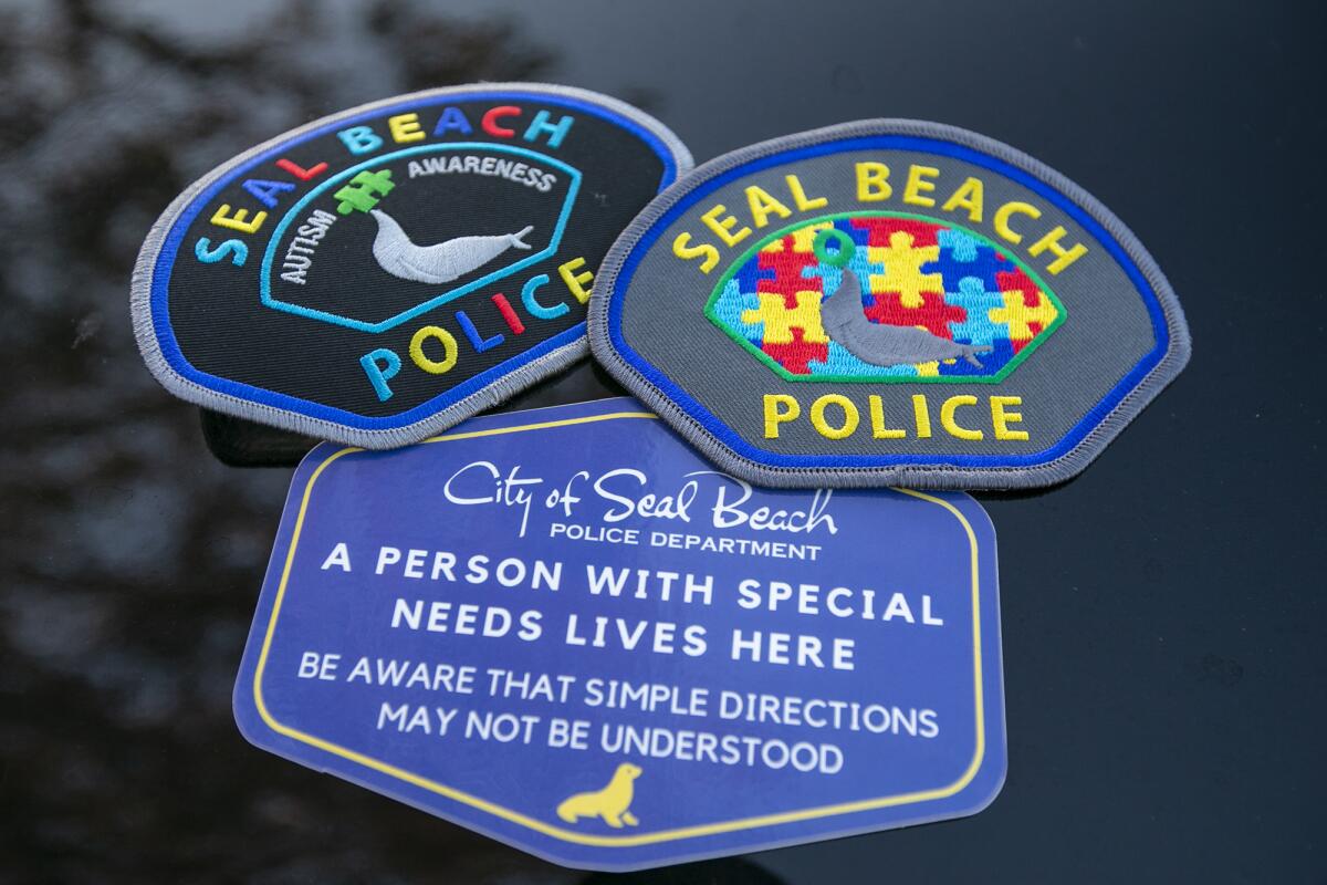SBPD offers autism awareness patches and gives away stickers to identify homes where people with special needs live. 