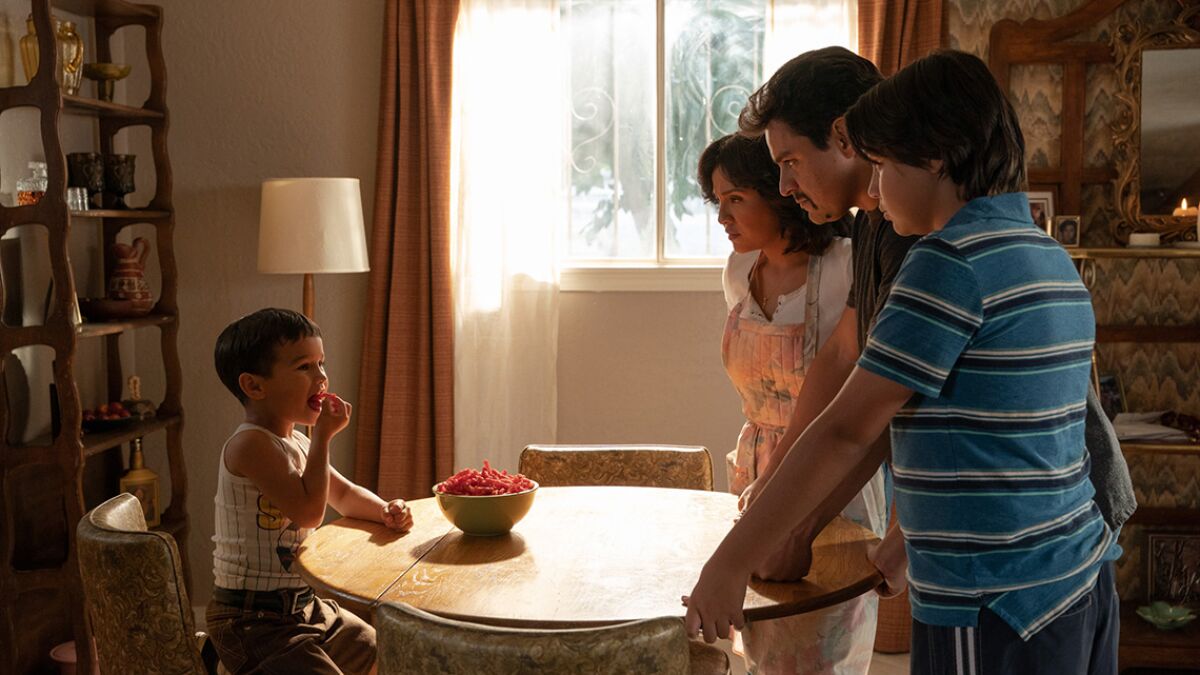 A scene from "Flamin' Hot," a film directed by Eva Longoria about the purported origins of Flamin' Hot Cheetos.