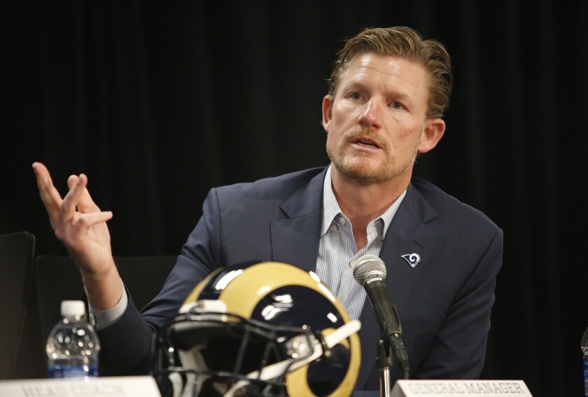 Rams general manager Les Snead will be stationed at home for the upcoming virtual NFL draft.