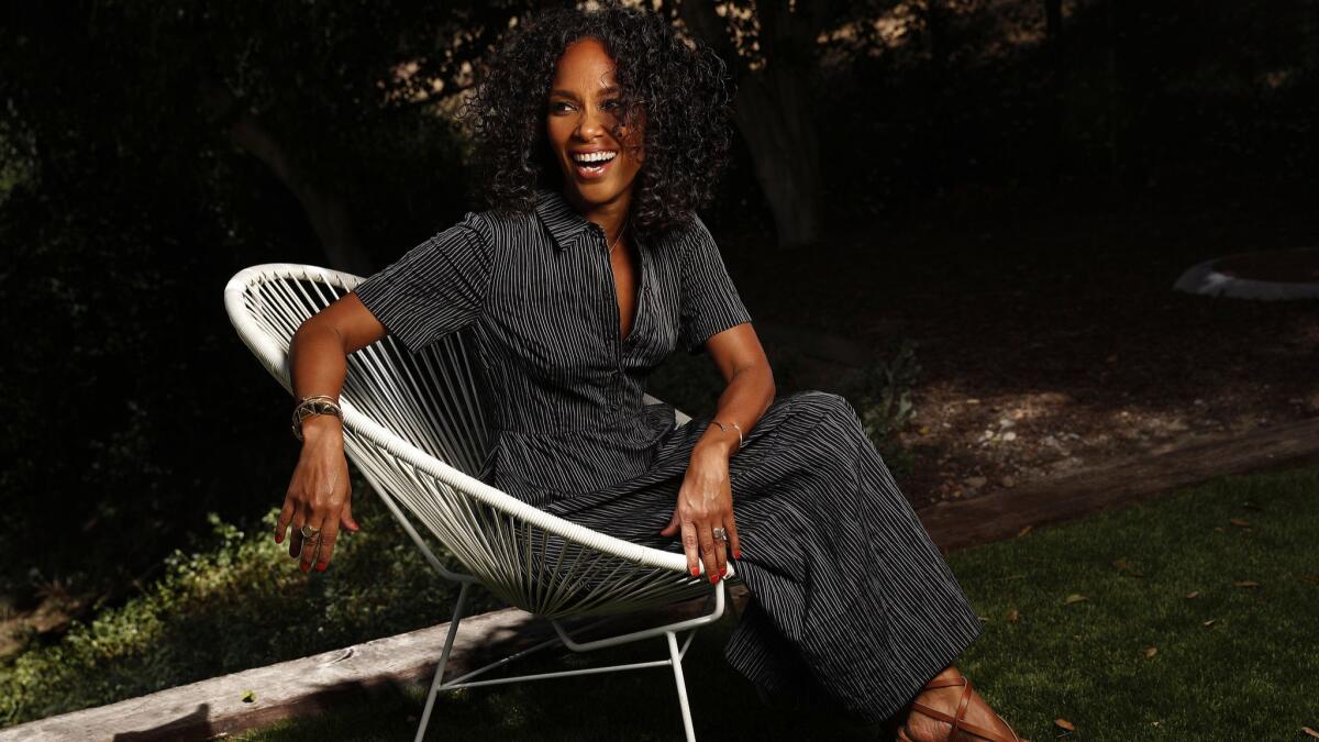 Showrunner Mara Brock Akil relaxes at her home in Beverly Hills on June 13, 2018. Mara and her husband, Salim Akil, created and produced the upcoming OWN television series "Love Is_."