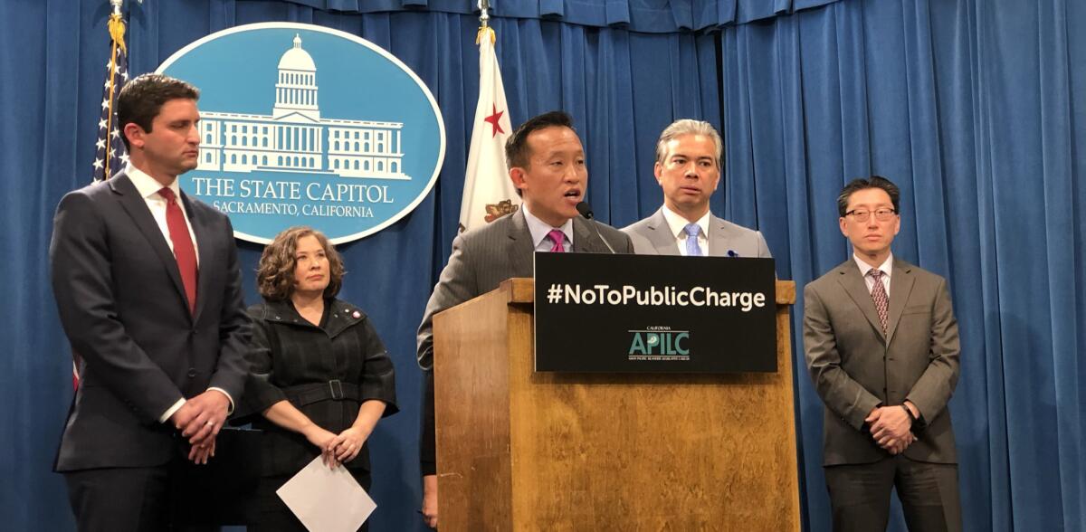 Assemblyman David Chiu (D-San Francisco) condemns a federal proposal to restrict green cards for immigrants in need of public services.