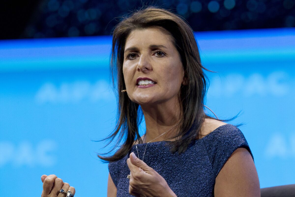 Haley speaks at a policy conference