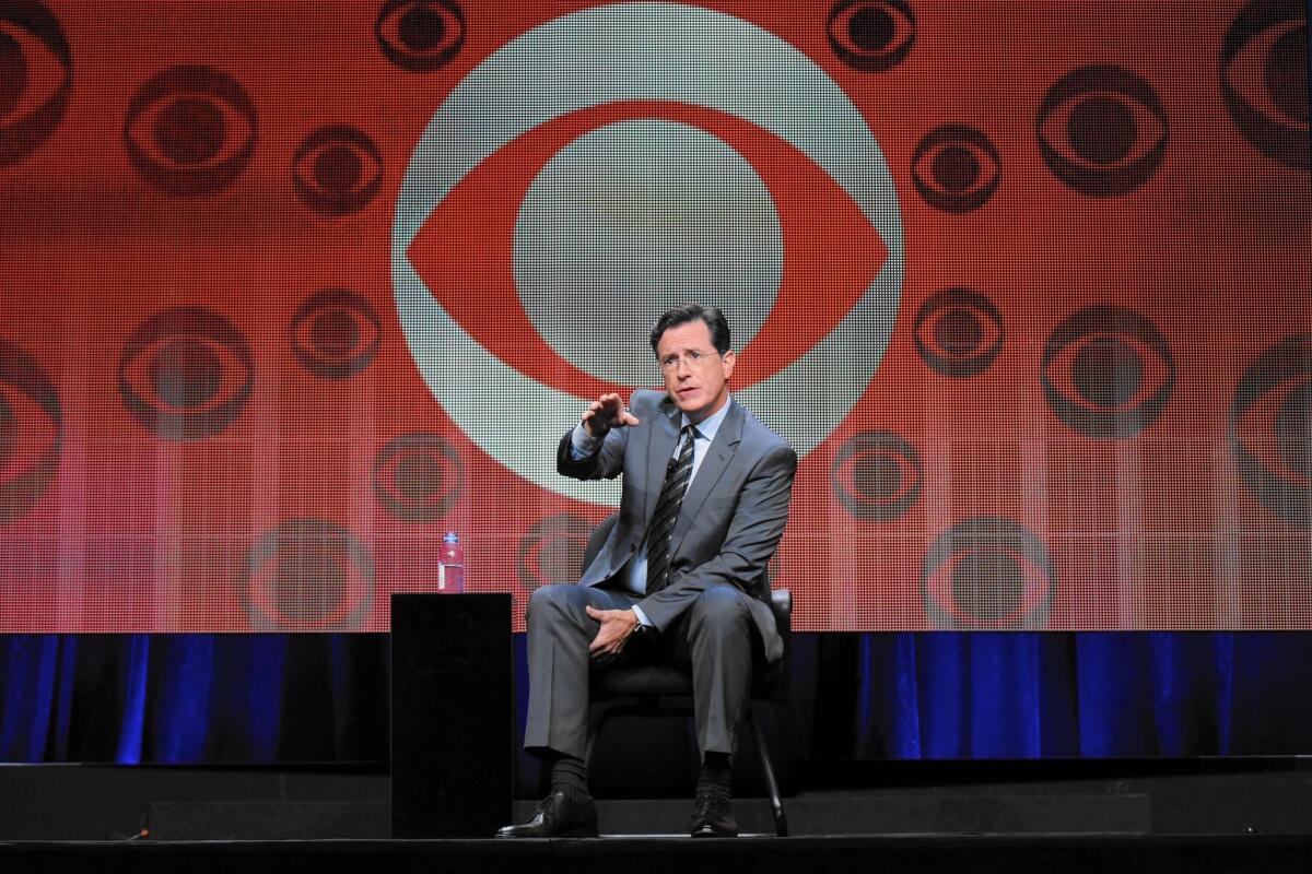 Stephen Colbert participates in "The Late Show With Stephen Colbert" segment of the CBS Summer TCA Tour on Monday.