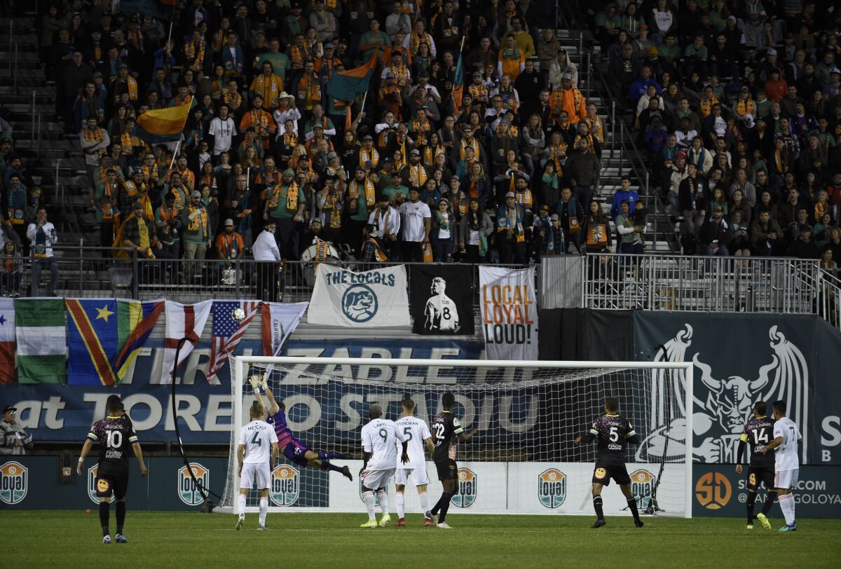 A sellout crowd watched the San Diego Loyal's opening USL Championship match against Las Vegas on March 7 at USD.