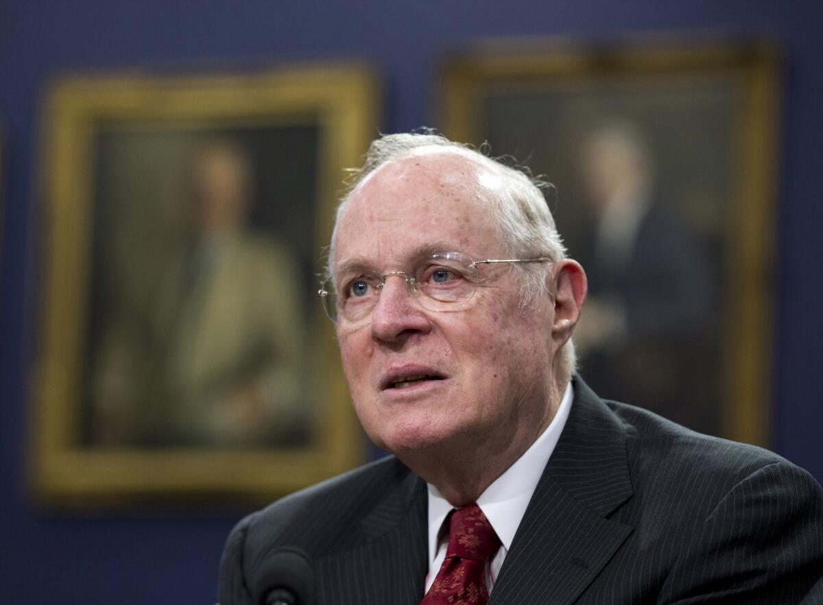 Supreme Court Justice Anthony M. Kennedy, the likely swing vote on same-sex marriage, testifies on Capitol Hill in March.