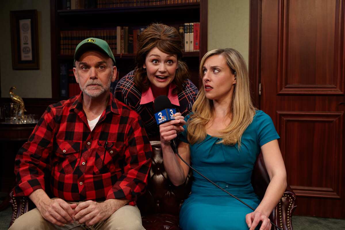 John Seibert, Jacque Wilke and Natalie Storrs (from left) in North Coast Rep's "The Outsider."