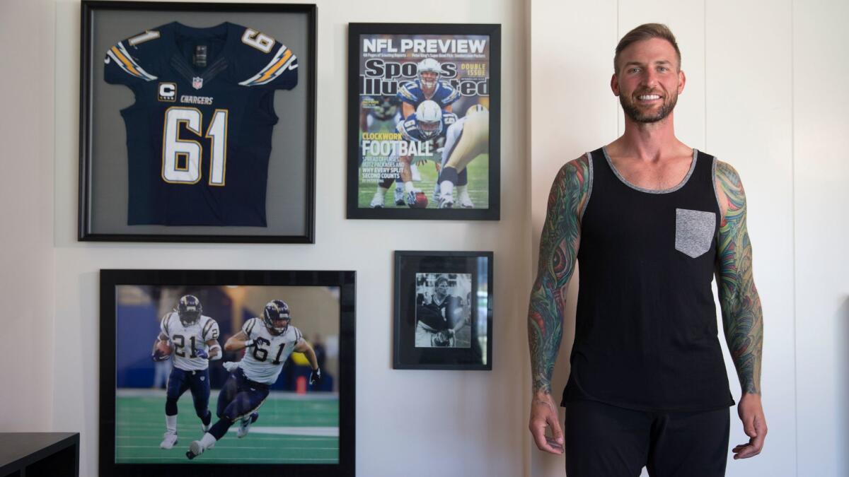 Former San Diego Chargers center Nick Hardwick at home in San Diego.