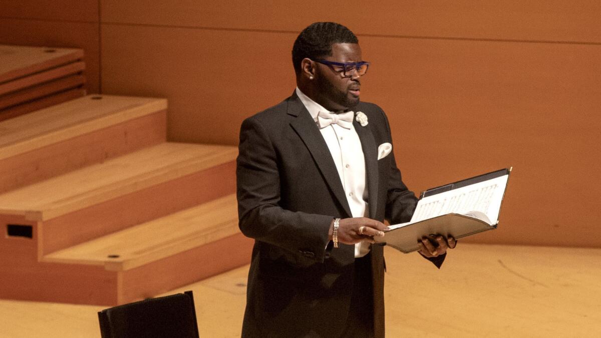 Countertenor John Holiday sings Bernstein's "Chichester Psalms" Thursday at Disney Hall.