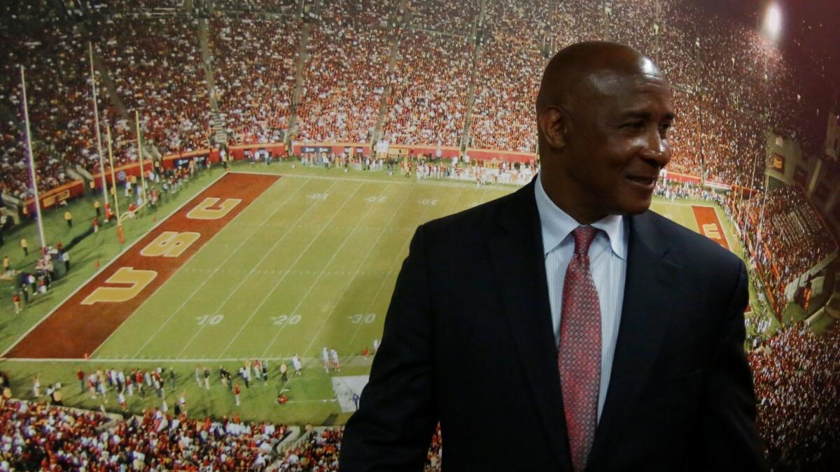 Lynn Swann is introduced as USC's athletic director in the John McKay Center on April 14, 2016.
