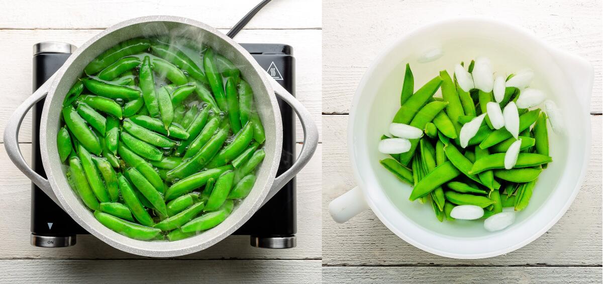 Blanching, then shocking vegetables in an ice bath locks in their color while preserving the most amount of nutrients.