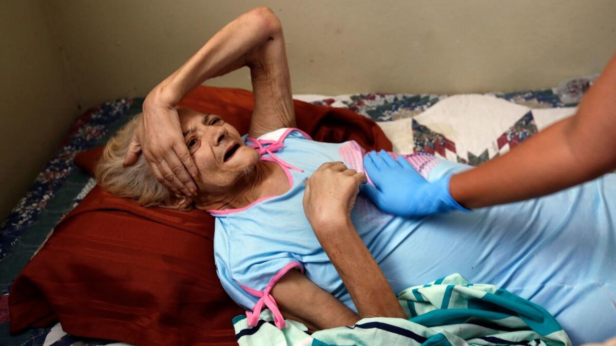 Diabetic Brunilda Sovilaro was found on the floor of her home, covered in insects, unable to walk, disoriented and refusing to leave. A volunteer doctor from Florida persuaded her to go to the Jayuya hospital.