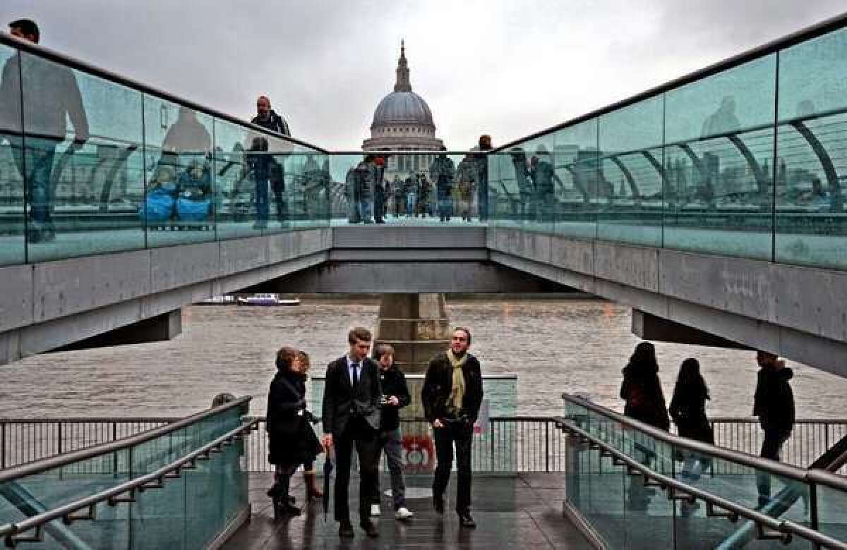 The walkways of the Tate Modern gallery and Millennium Bridge, which opened in 2000.