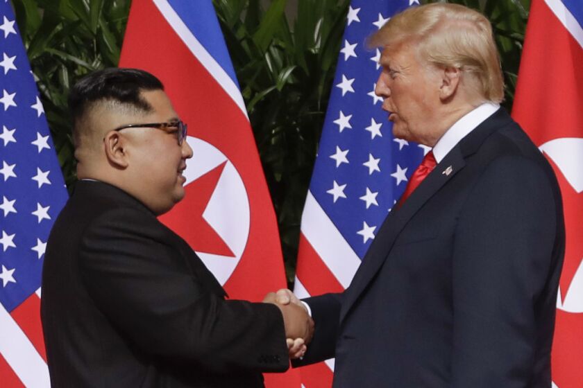 President Trump and North Korea's Kim Jong Un meet in Singapore.