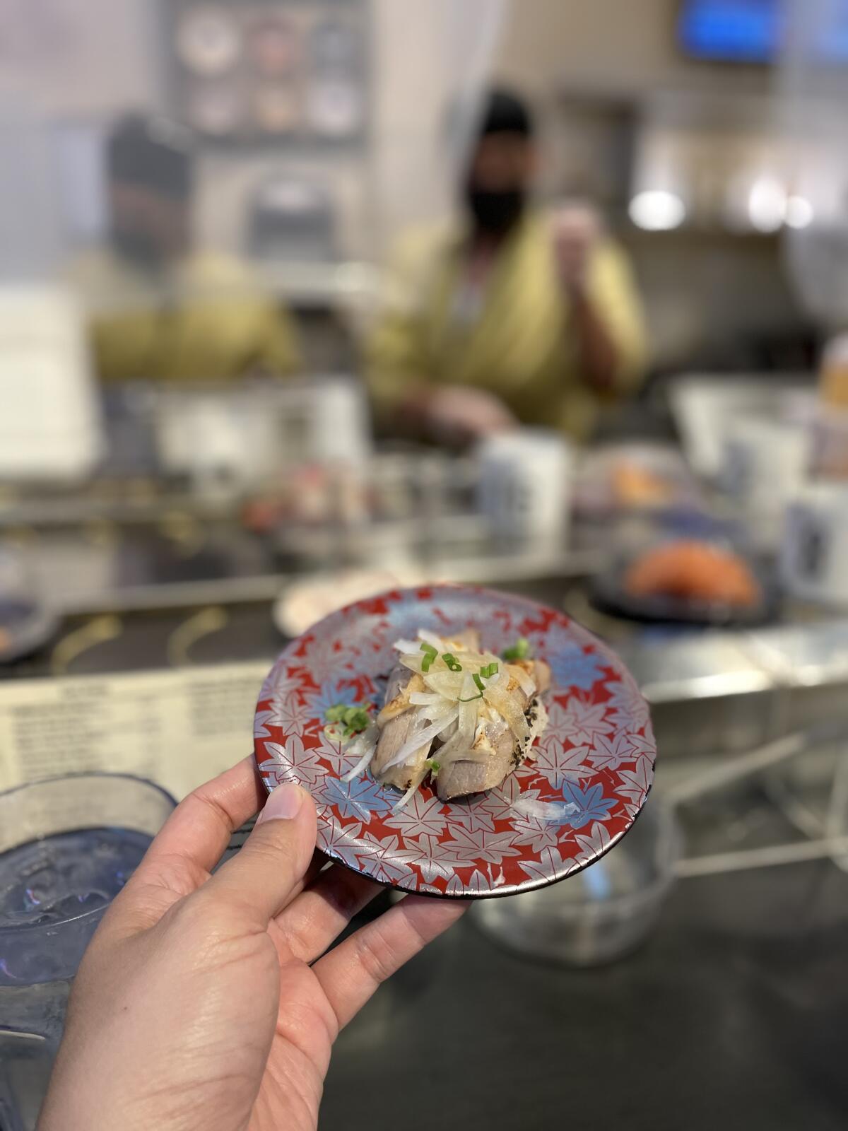 A plate of nigiri at Kaisen, a sushi eatery in Santa Ana.