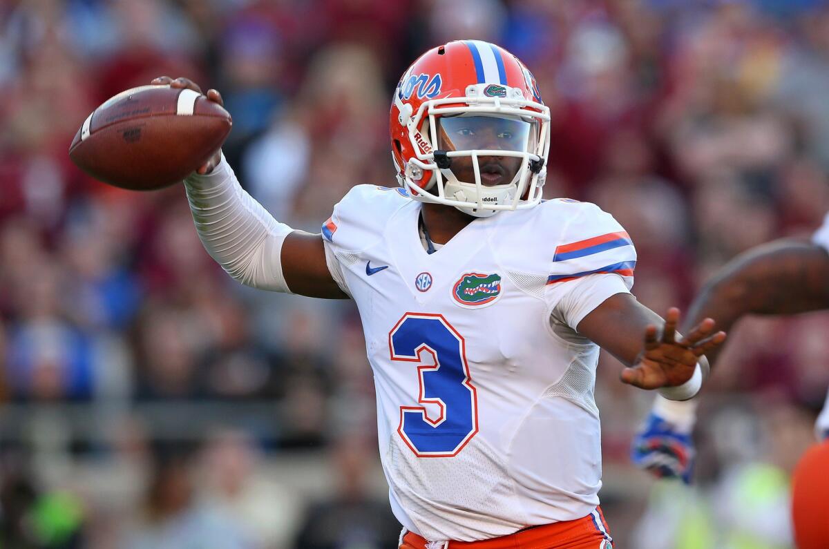 Florida quarterback Treon Harris passes against Florida State during a game on Nov. 29. The Gators lost to the Seminoles, 24-19.