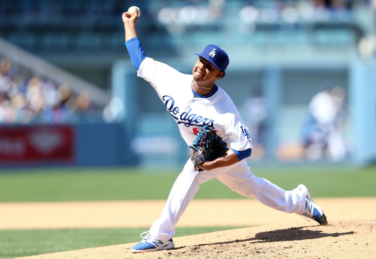 The Dodgers recalled reliever Jose Dominguez from triple-A Albuquerque on Monday.