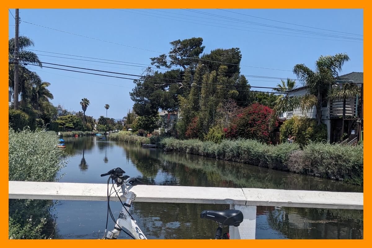 The Venice Canals make for a peaceful daytime detour just off the bike trail.