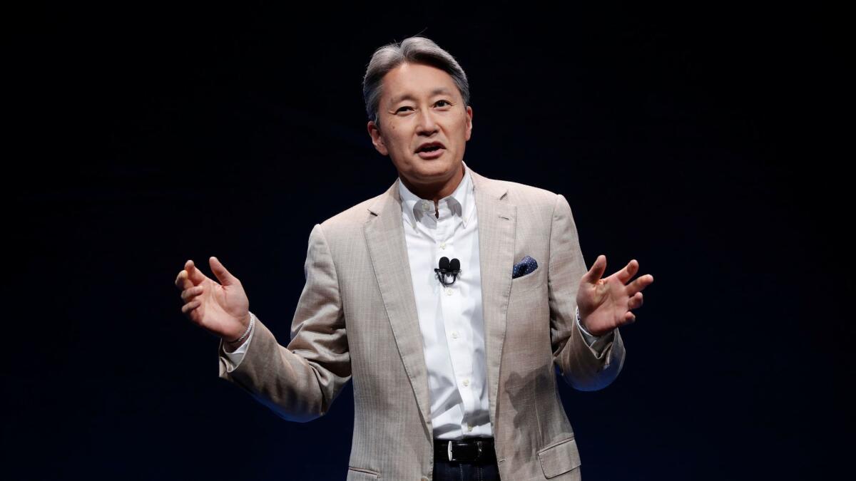 Sony Corp. Chief Executive Kazuo Hirai speaks during a news conference at CES International on Jan. 4, 2017, in Las Vegas.