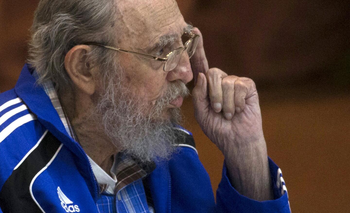 2016: Fidel Castro addresses delegates on the last day of the 7th Cuban Communist Party Congress in Havana on April 19, 2016, his most recent public appearance.