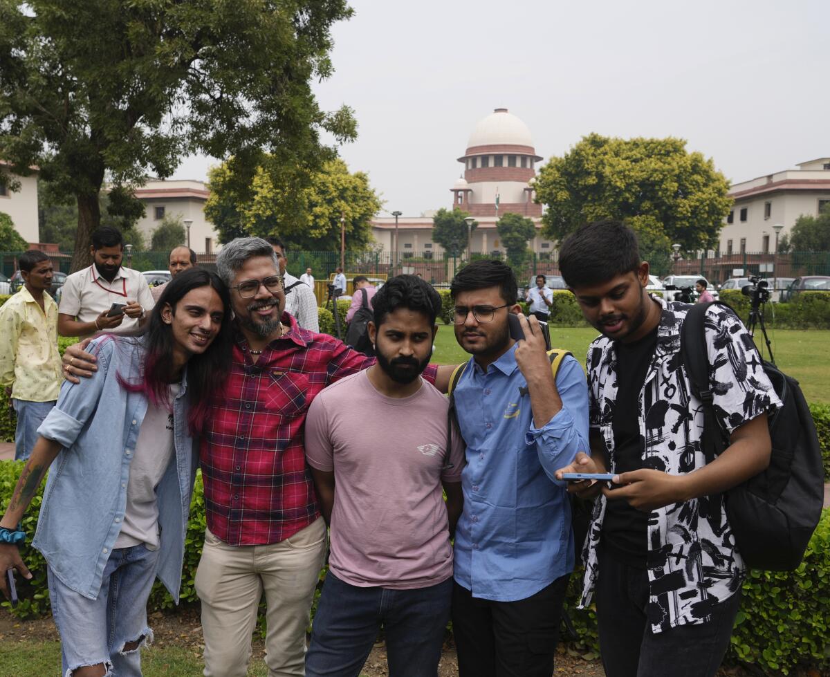 LGBTQ+ community supporters and members in New Delhi