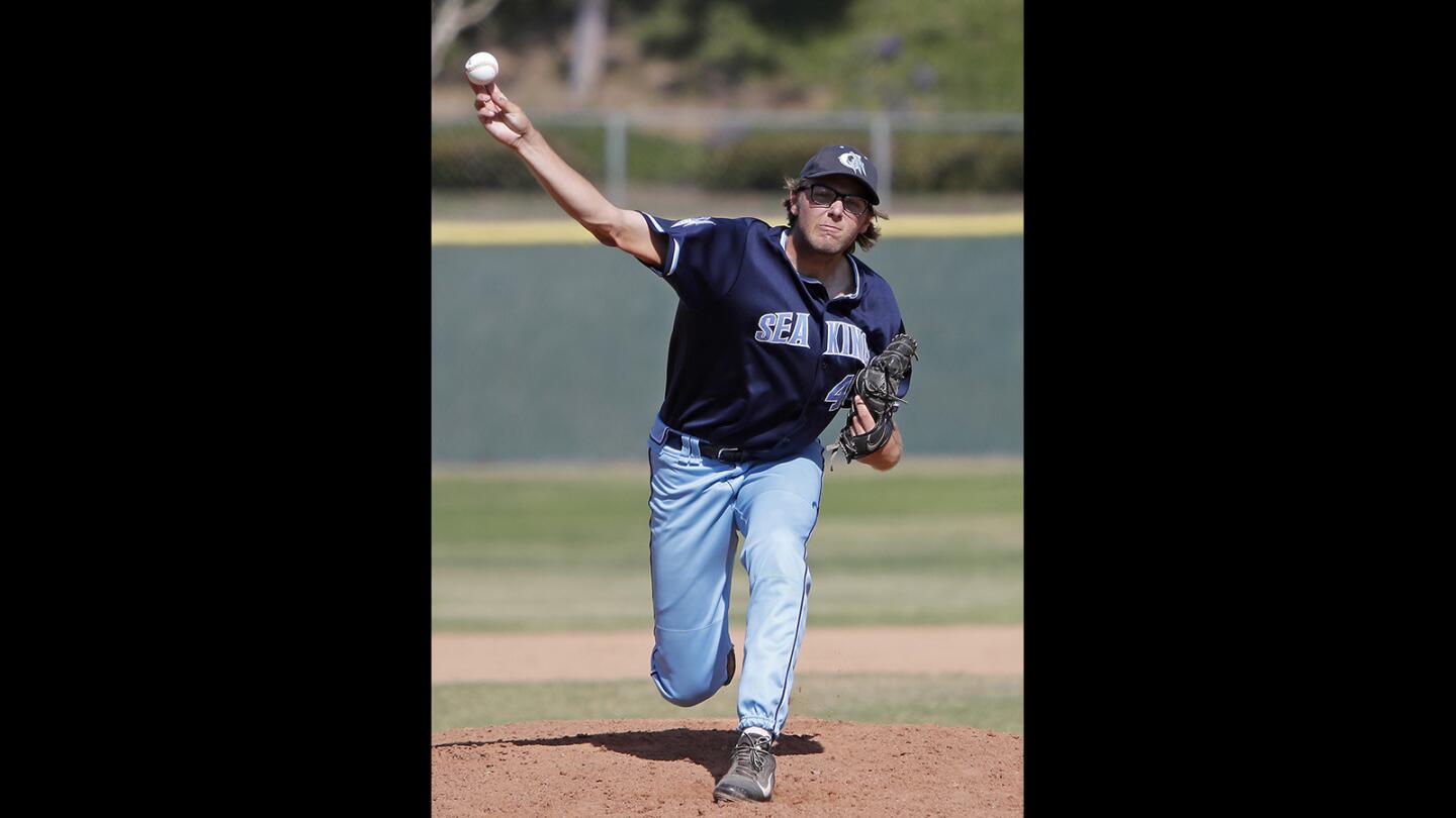 Corona del Mar High pitcher Tommy Wilcox throws against Northwood during the second inning in a Pacific Coast League game in Irvine on Tuesday, April 23.